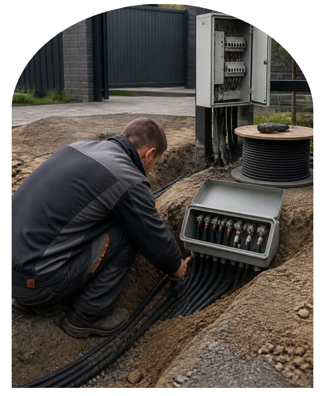Монтаж и прокладка электрики на участке под ключ в Шебекине