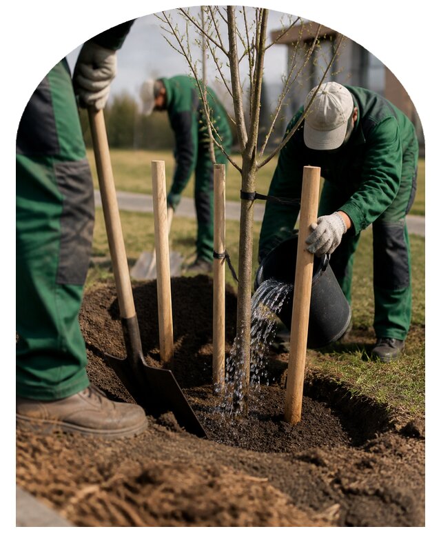 Профессиональная посадка деревьев на участке в Шебекине